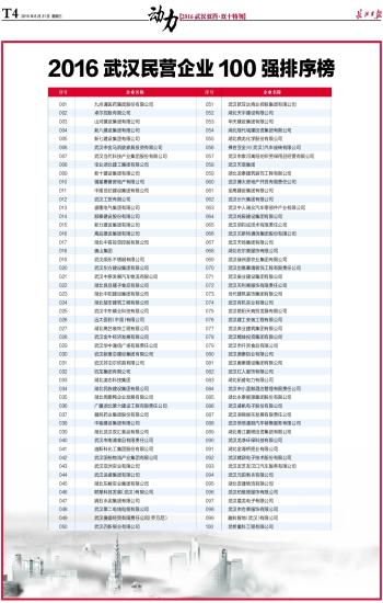 2016武汉民营企业100强排序榜